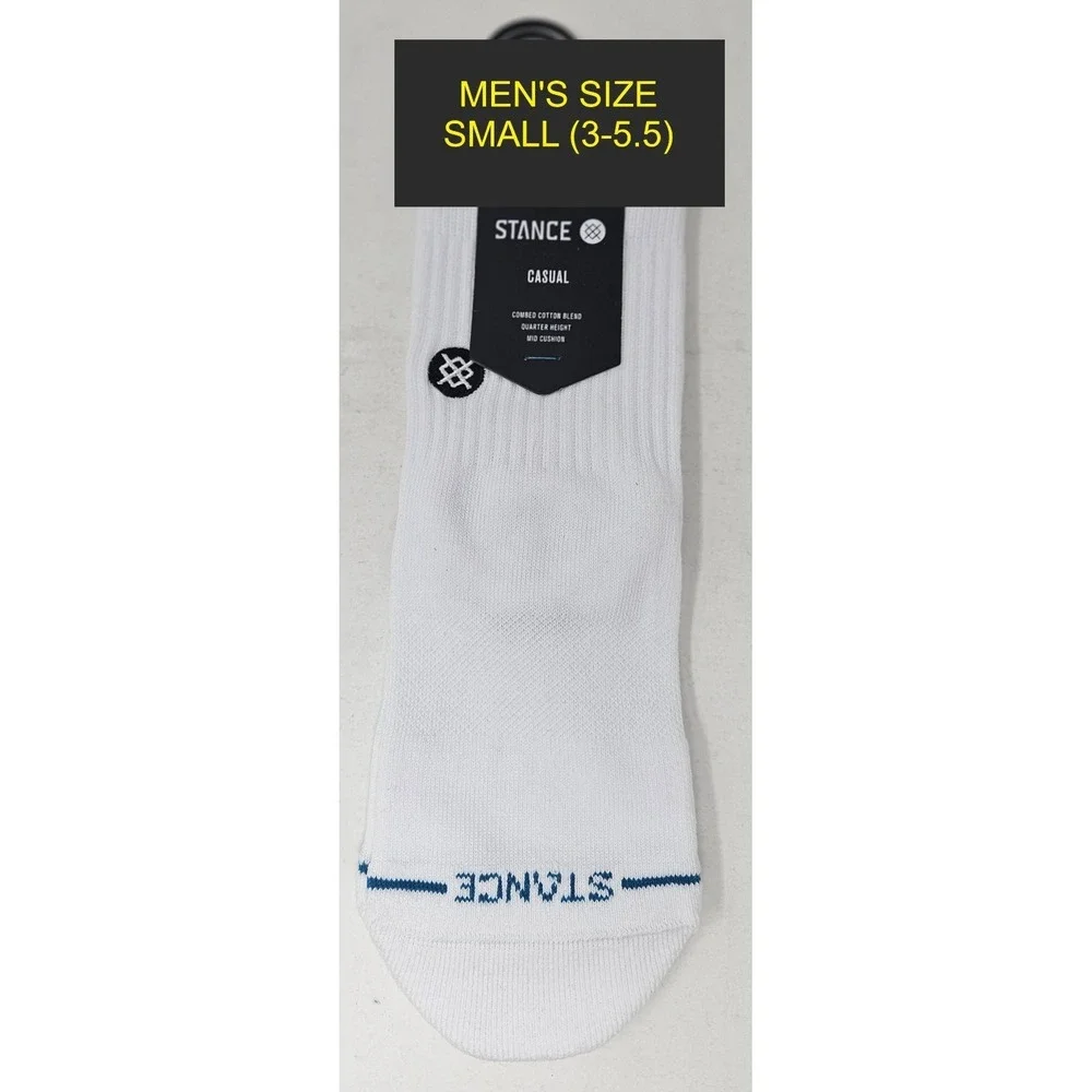 Stance Icon Cotton Quarter Socks White Men's SM (3-5.5) 1 Pair MISLABELED, NEW